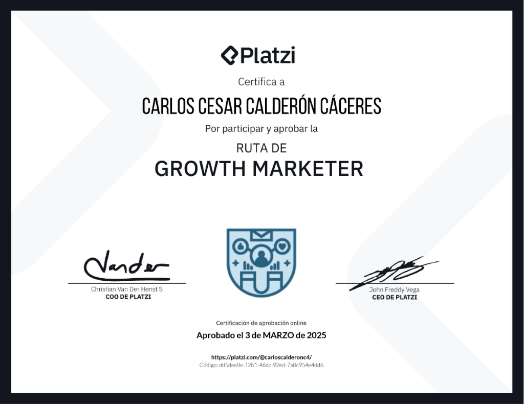 Certificado Platzi Growth Marketer