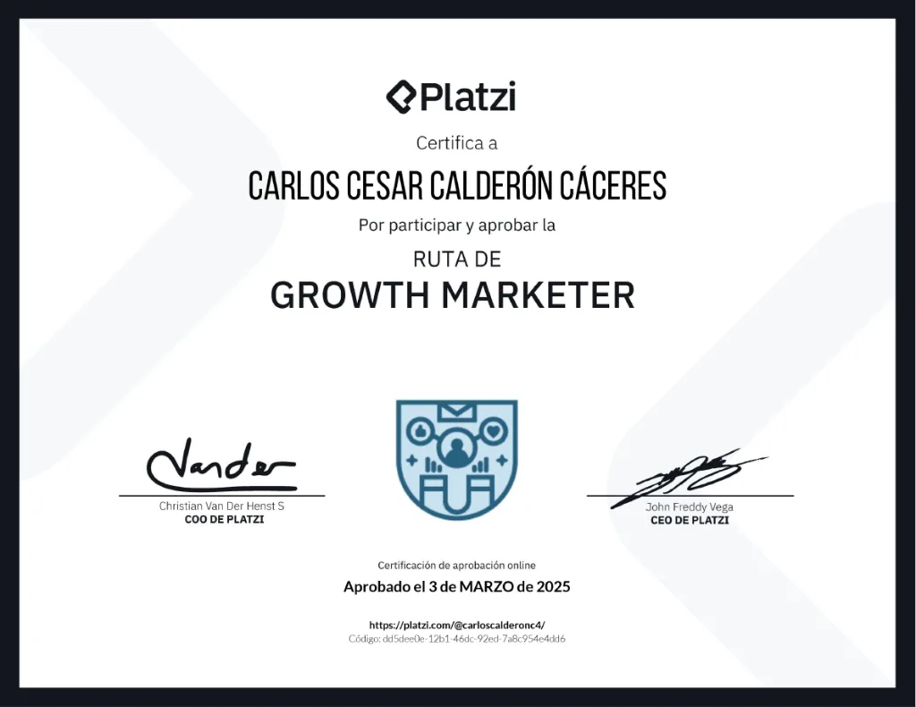 Certificado Platzi Growth Marketer