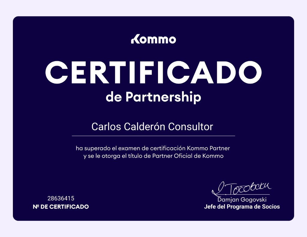 Certificado Kommo Partner Carlos Calderón 2