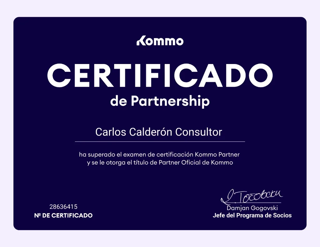 Certificado Kommo Partner Carlos Calderón 2